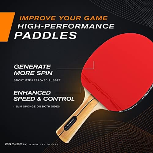 Pro-spin Ping Pandles Paddles 2-Player SET & Orange PING PING BALLS BUNDLE | מוגדר ביצועים גבוהים עם מחבטי טניס